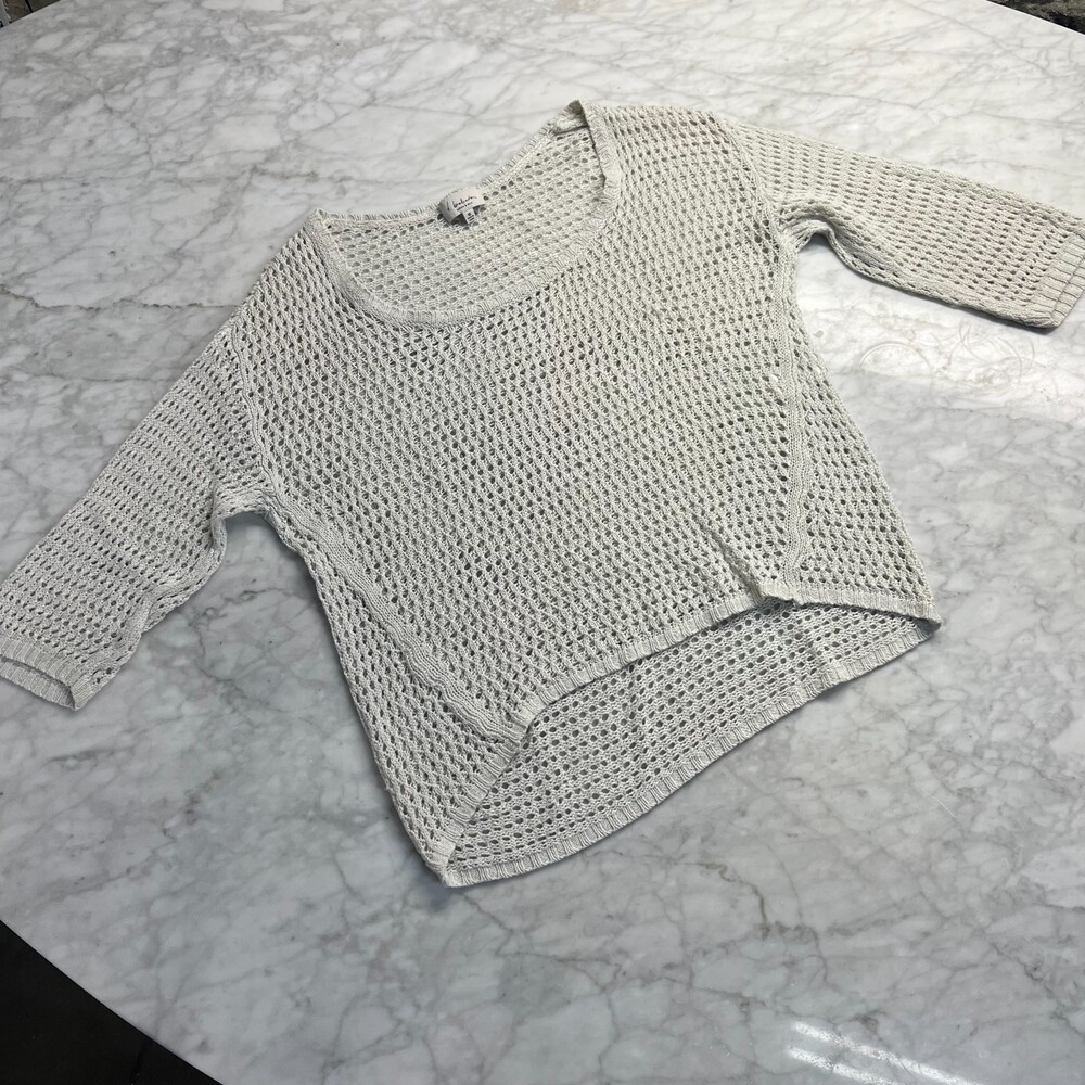 Aritzia T. Babaton Light Seafoam Green Open Knit Silk/Linen Blend Sweater XS - Picture 2 of 6